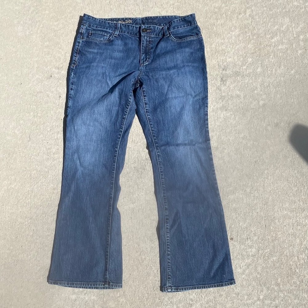 Eddie Bauer Womens Classic Bootcut Blue Denim Jeans Size 14R Normcore Casual